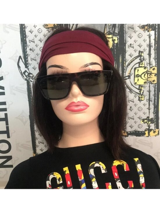 New Authentic Gucci GG0748S 003 Havana Rectangular Sunglasses Green Lenses main image 11